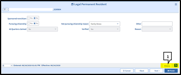 History workflow