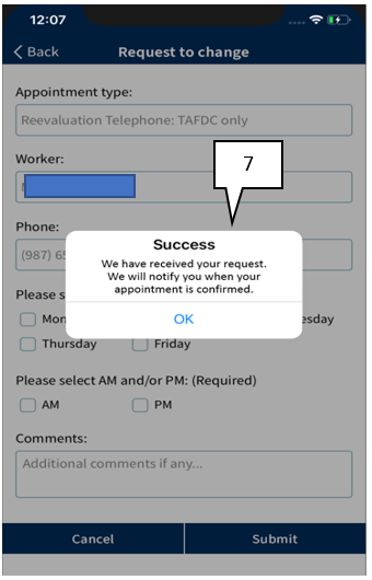 Appointment Change Request Successful