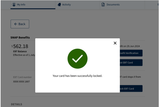 EBT Card Locked