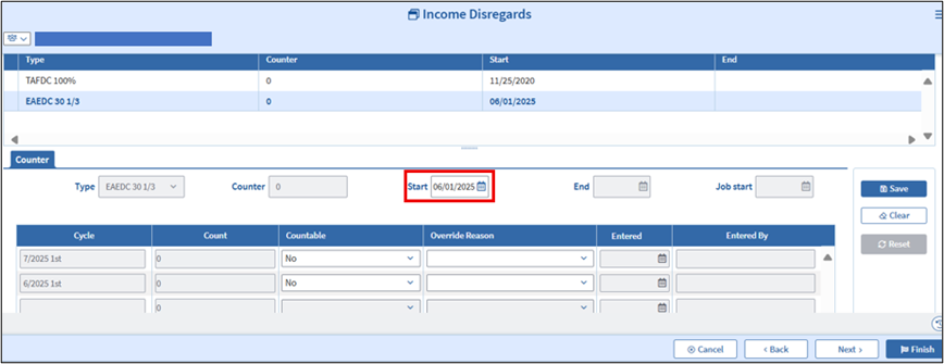 Manually Add Disregard Months
