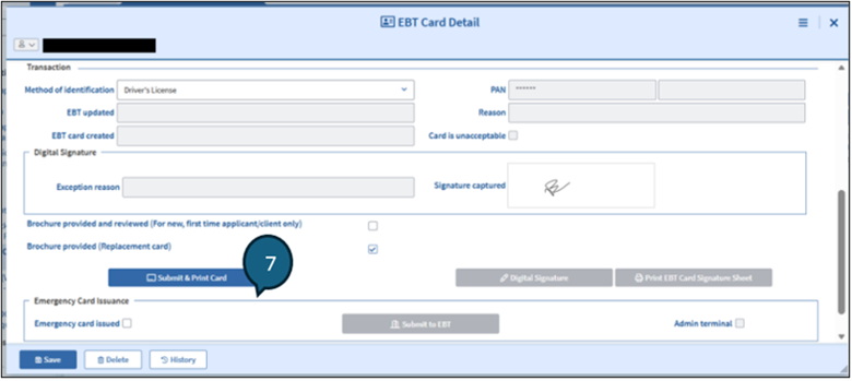 Figure 3: Screenshot of EBT Card Detail Window