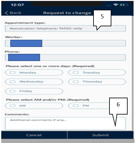 Request to Change Appointment