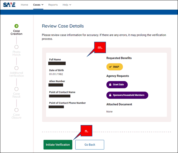SAVE Review Case Details