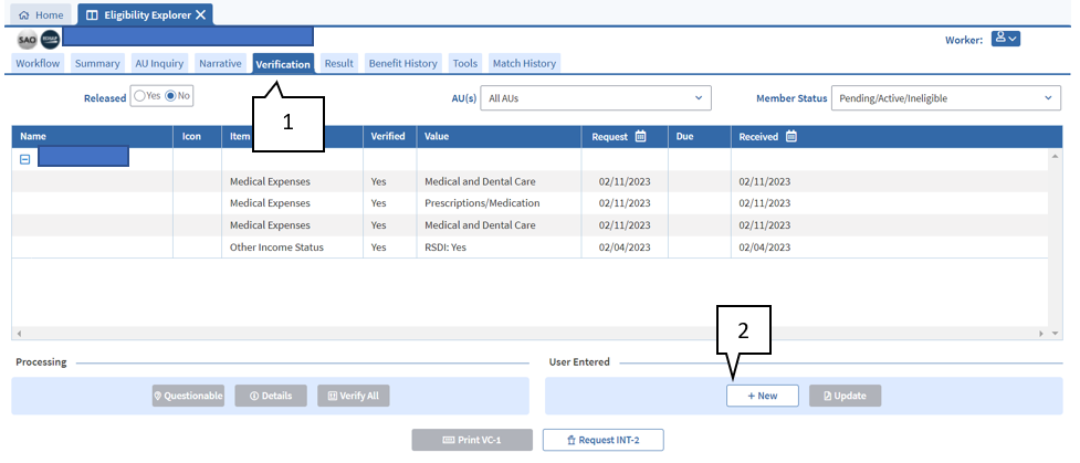 User Entered Additional Verification