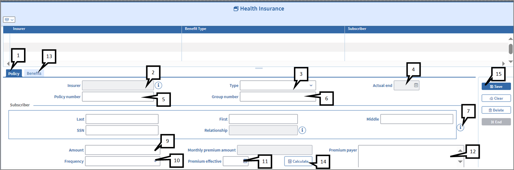 Health Insurance Policy Tab
