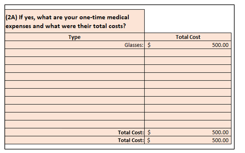 Medical Expense Entries